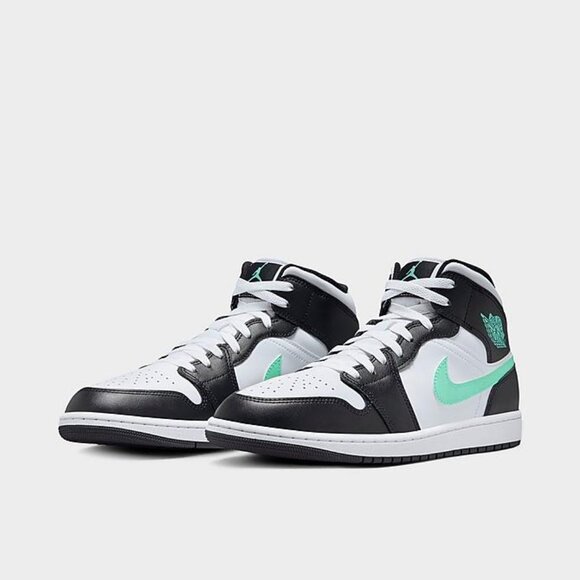 Nike Men\'s Air Jordan 1 Mid Shoes - White Green Glow Black DQ8426 103 main image 11